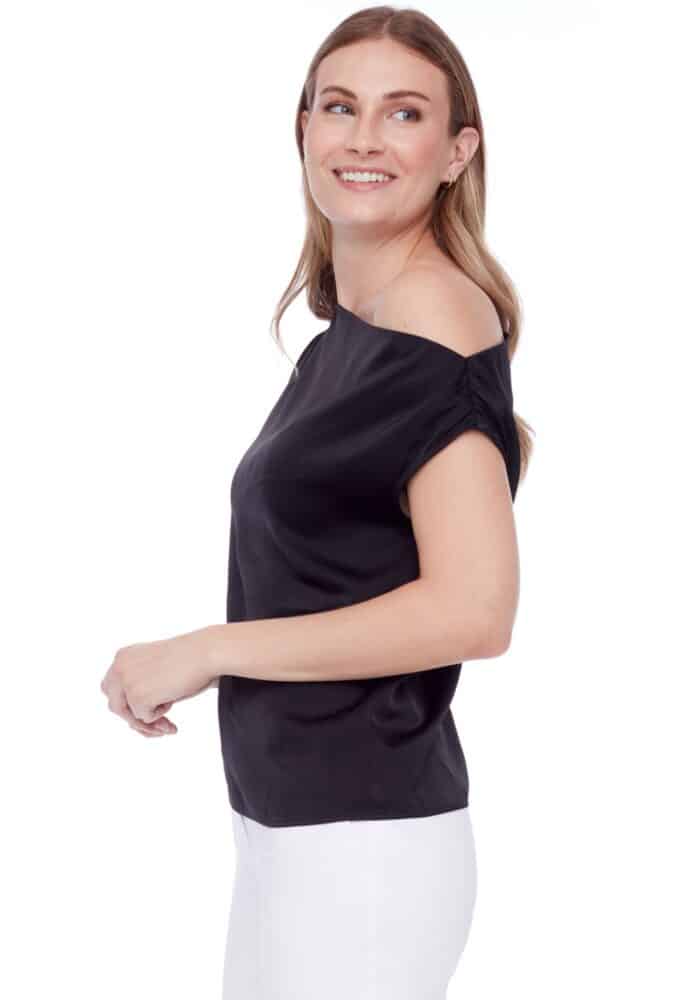 Lily Solid Satin Asymmetric Top 248005 - I Love Tyler Madison