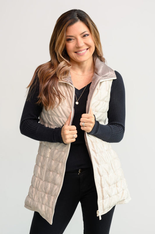 Quilted Faux Suede Reversible Vest 21302GPR - UBU