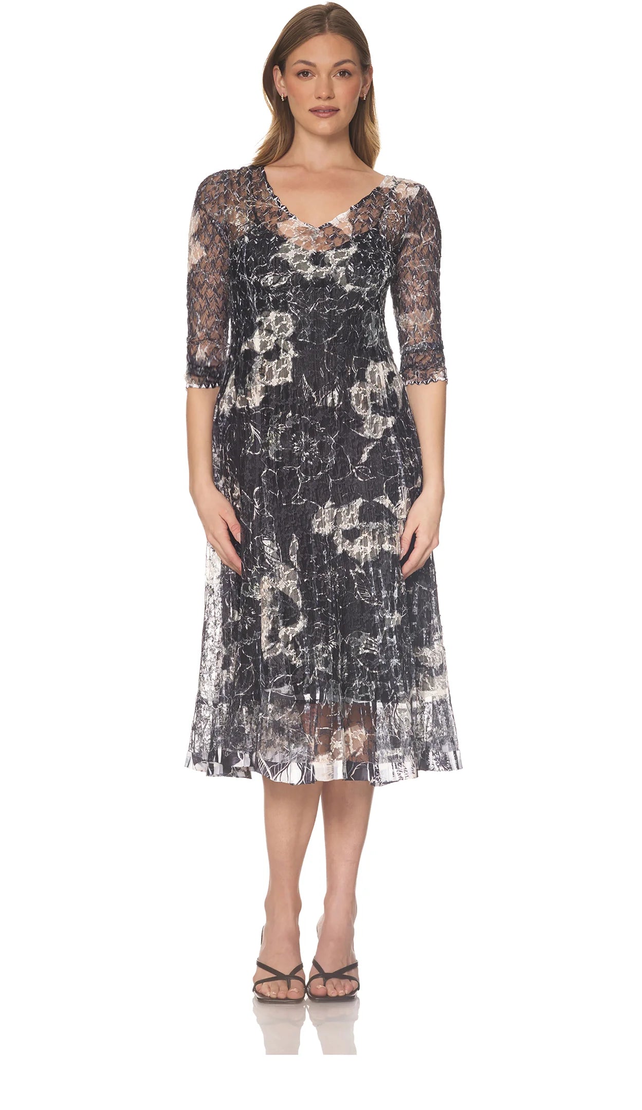 Lace 3/4 Sleeve Dress CTL15435 - KOMAROV