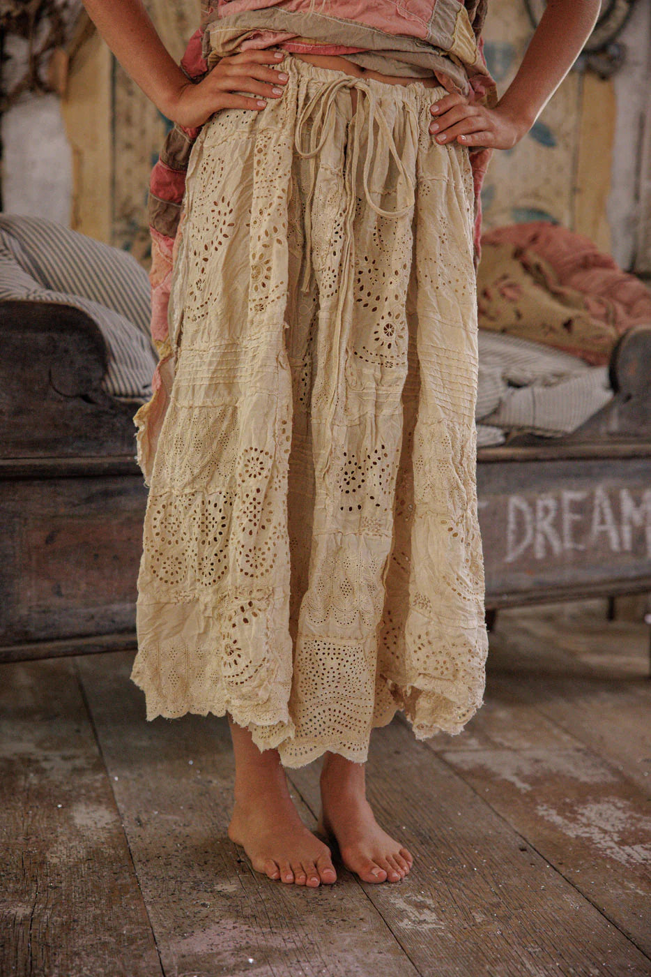 Eyelet Patchwork Pissarro Skirt 237 - Magnolia Pearl