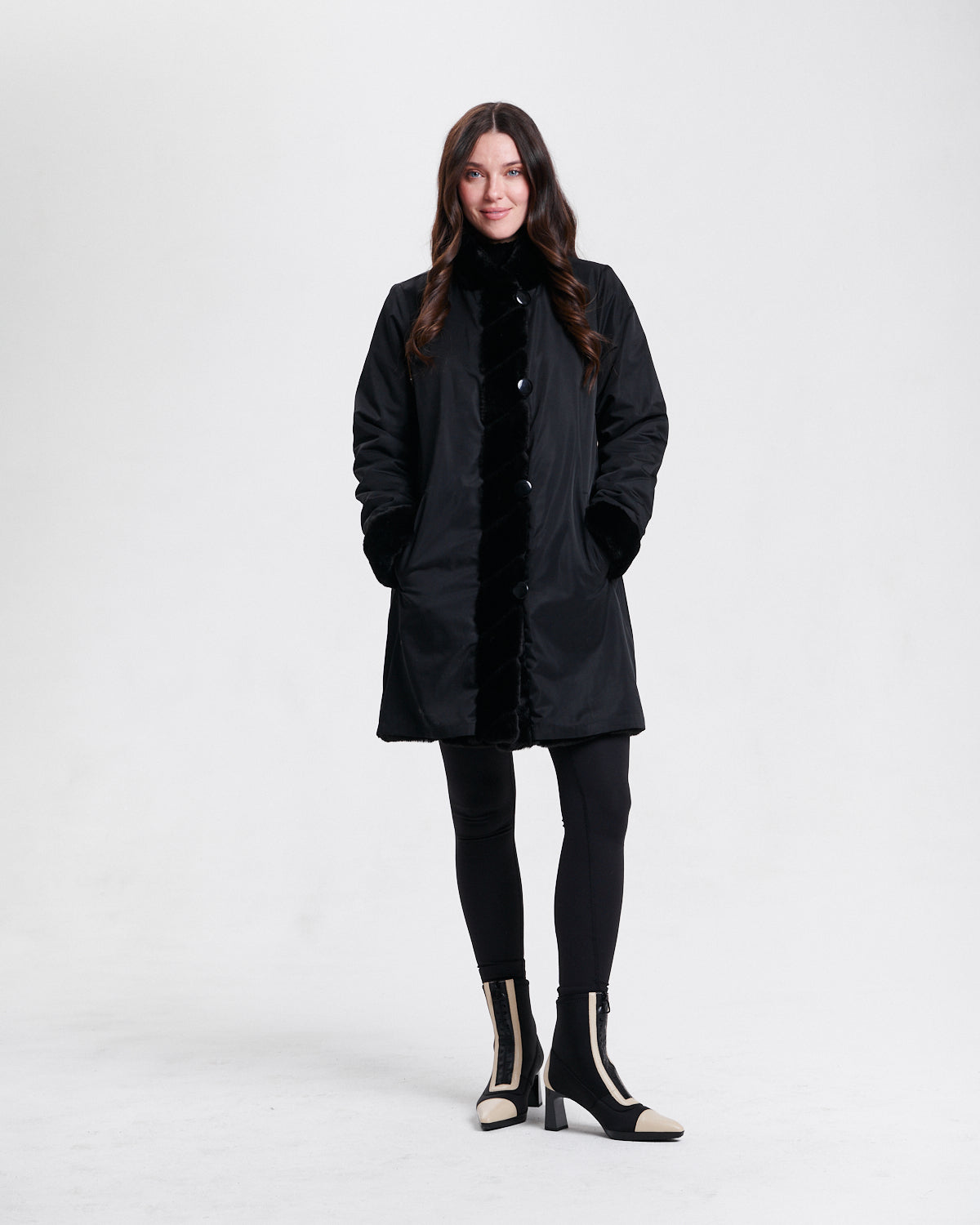 Reversible Faux Fur Coat 8129-376 - Nikki Jones