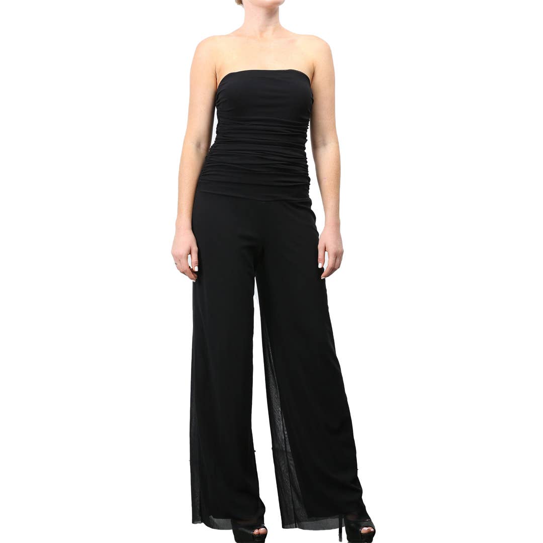 MAXIMA Strapless Ruched Bodice Jumpsuit - Elana Kattan