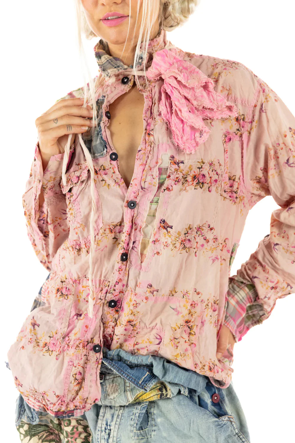 Floral Kelly Western Shirt 1405 - Magnolia Pearl