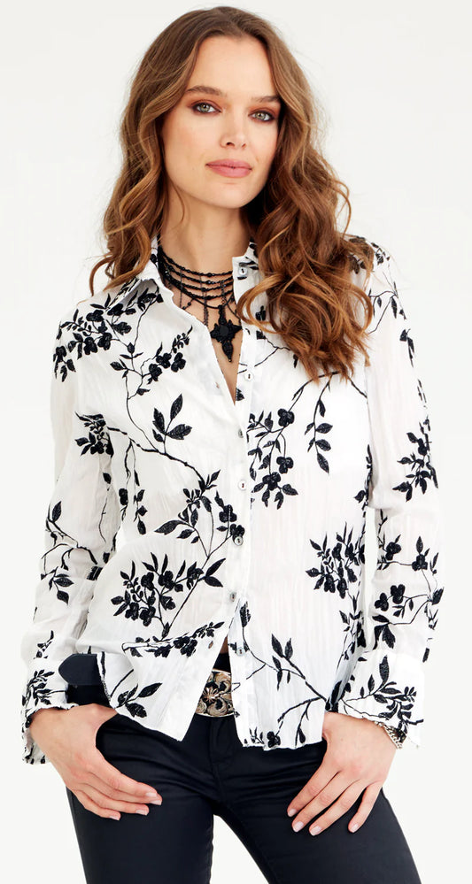 WISTERIA Button Down Embroidered Shirt 9043 - CINO