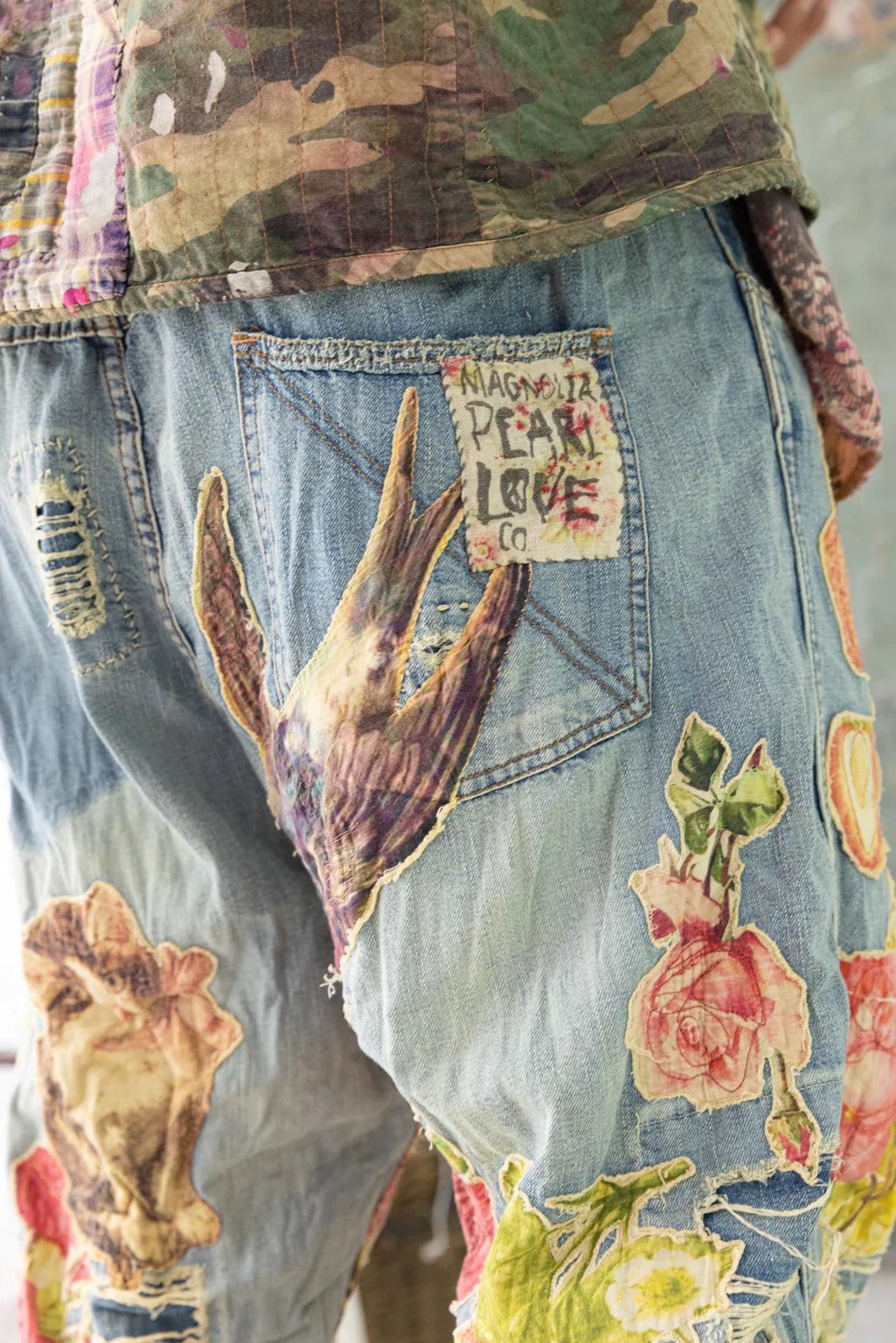 Floral Appliqué Miner Denims 371 - Magnolia Pearl