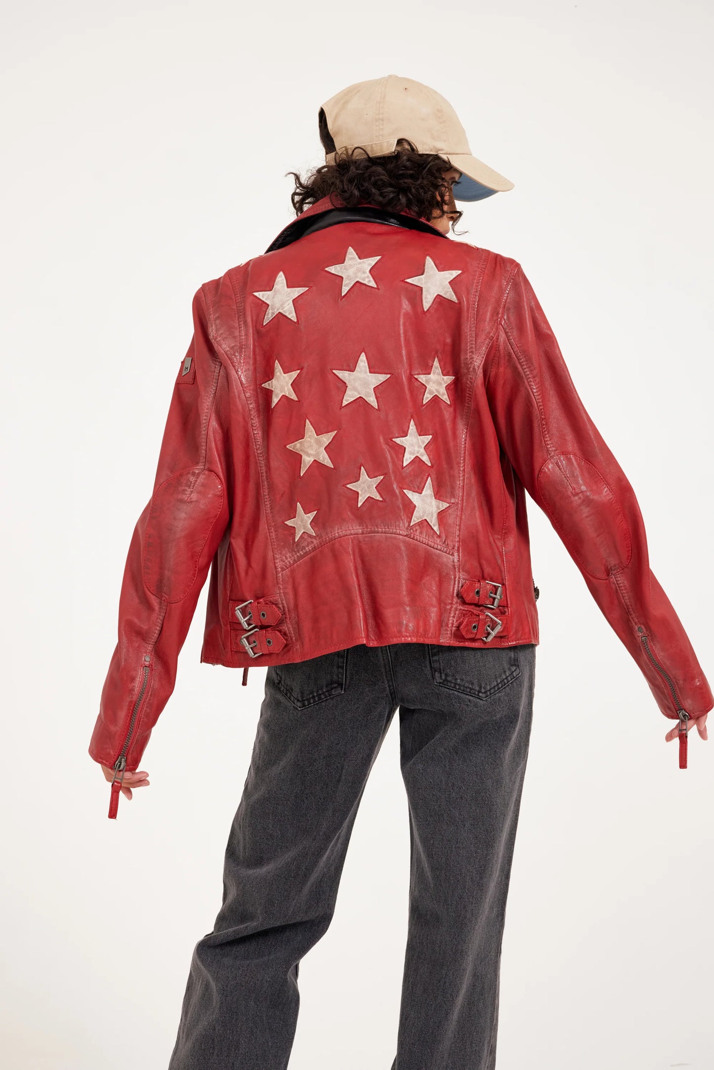 Christy RF Star Detail Leather Jacket - Mauritius