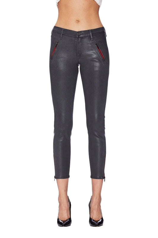Skinny Ankle Jean With 4 Contrast Red Zips EM2090 - Etienne Marcel