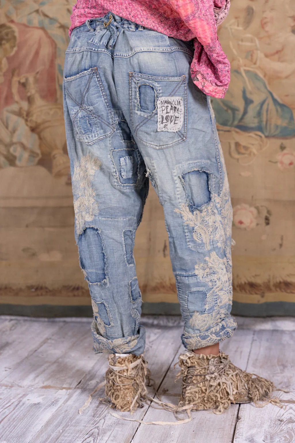 Lace Embroidered Miner Denims 520 - Magnolia Pearl