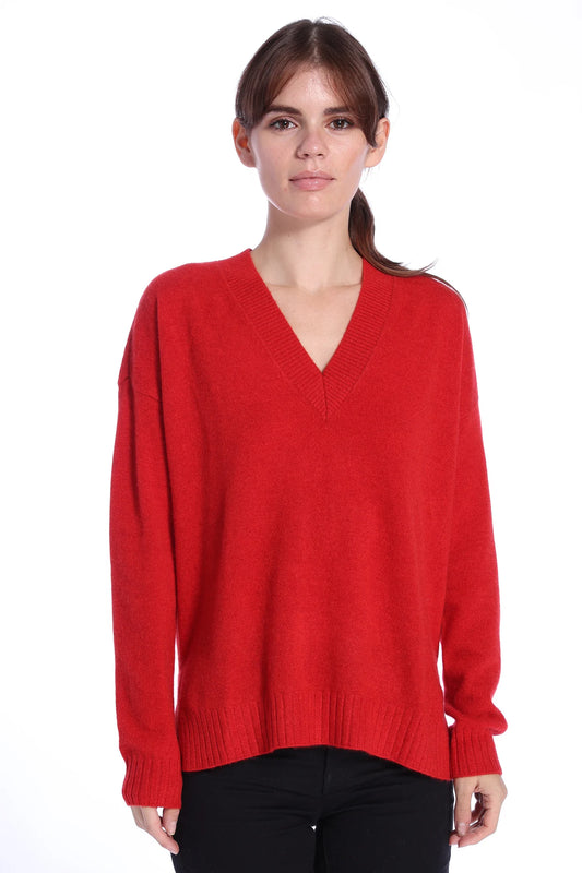 100% Cashmere Long and Lean V-Neck Sweater 7298 - Minnie Rose