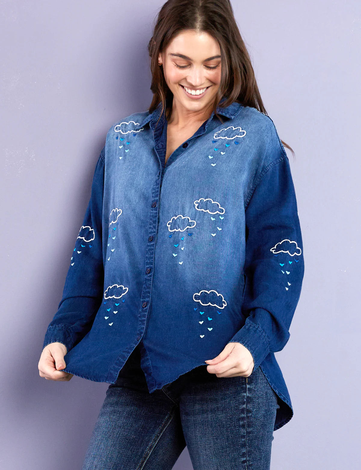 Love Clouds Embroidered Shirt BT6634T - Billy T