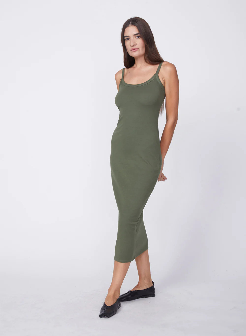 rib slip dress Light blue slip dress in pure ribbed cotton