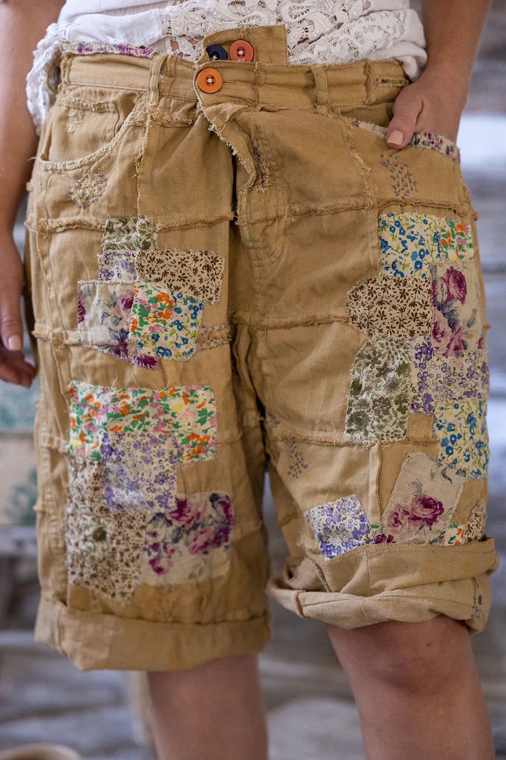 Patchwork Miner Shorts 042 - Magnolia Pearl