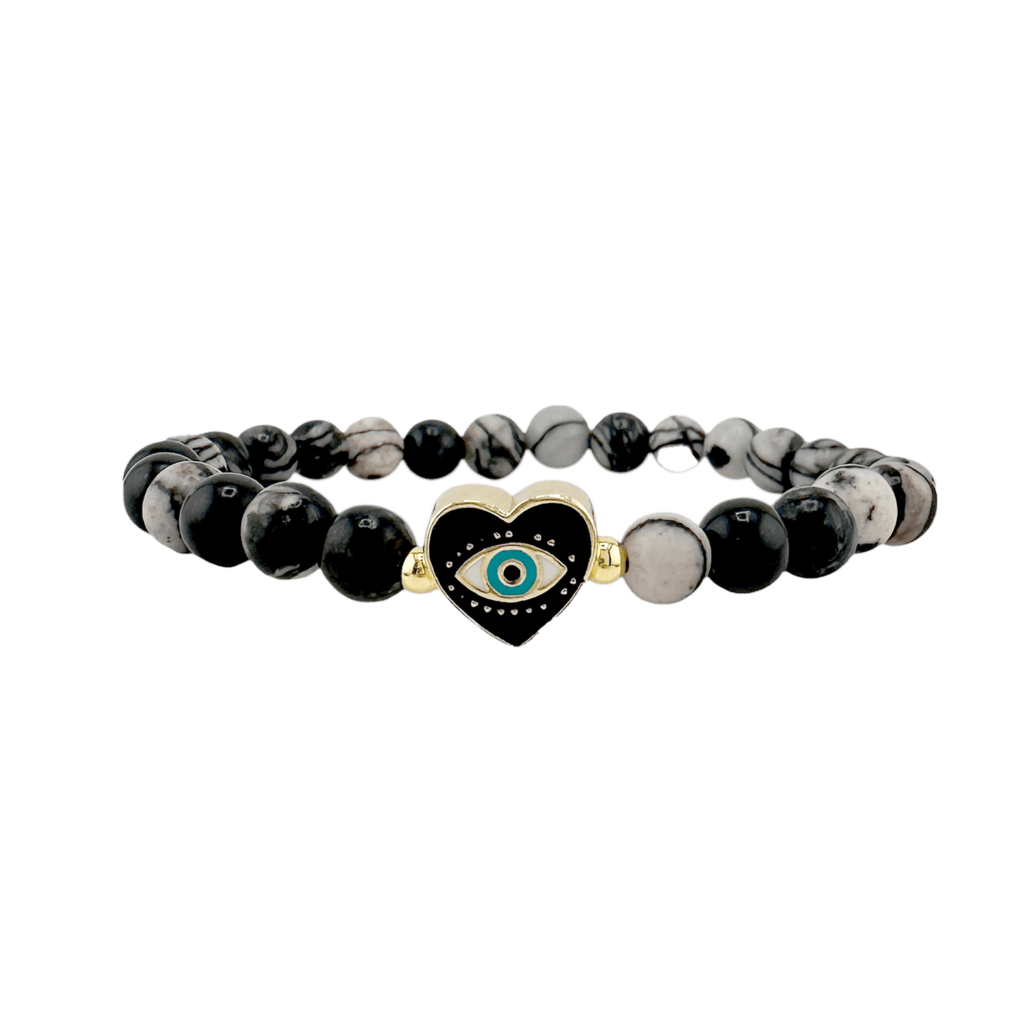 Sandi Heart of Protection Gemstone Evil Eye Bracelet: Green Jasper