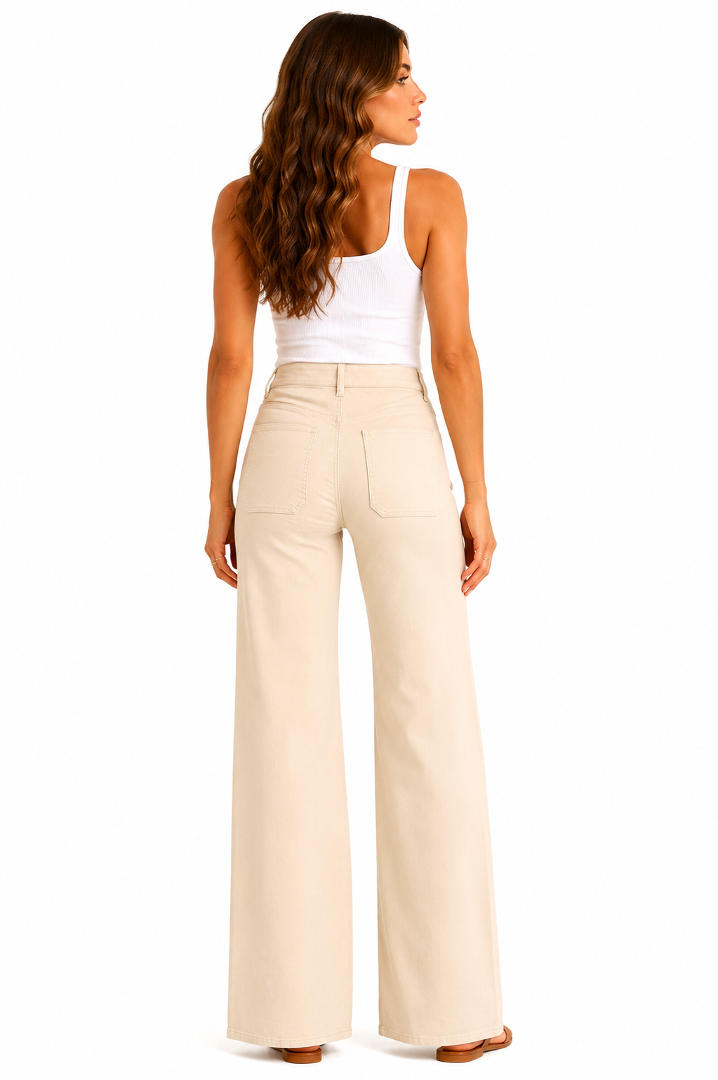 32" Luxe Wide Leg Jean w/ Patch Pockets in Ecru: 2/26