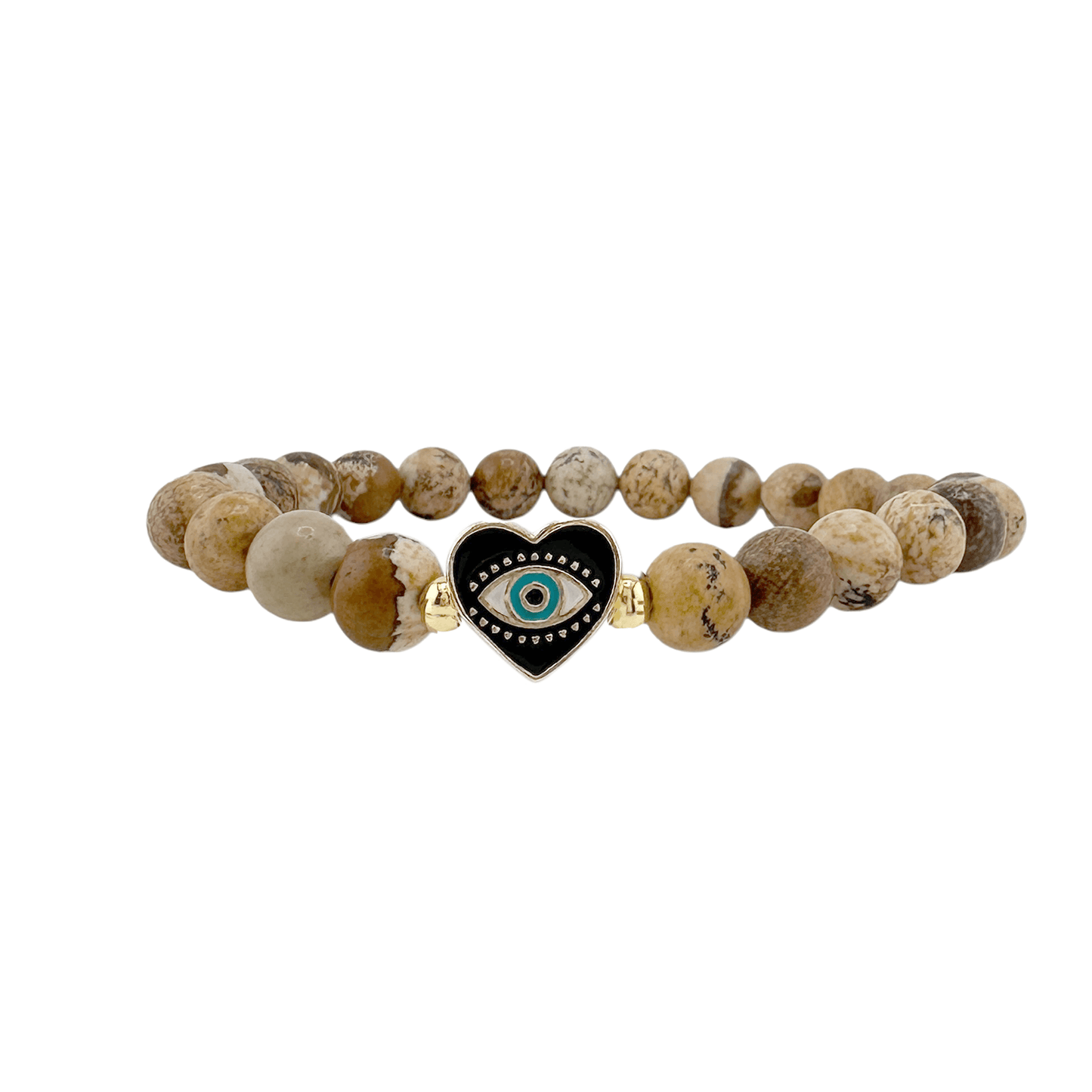 Sandi Heart of Protection Gemstone Evil Eye Bracelet: Green Jasper