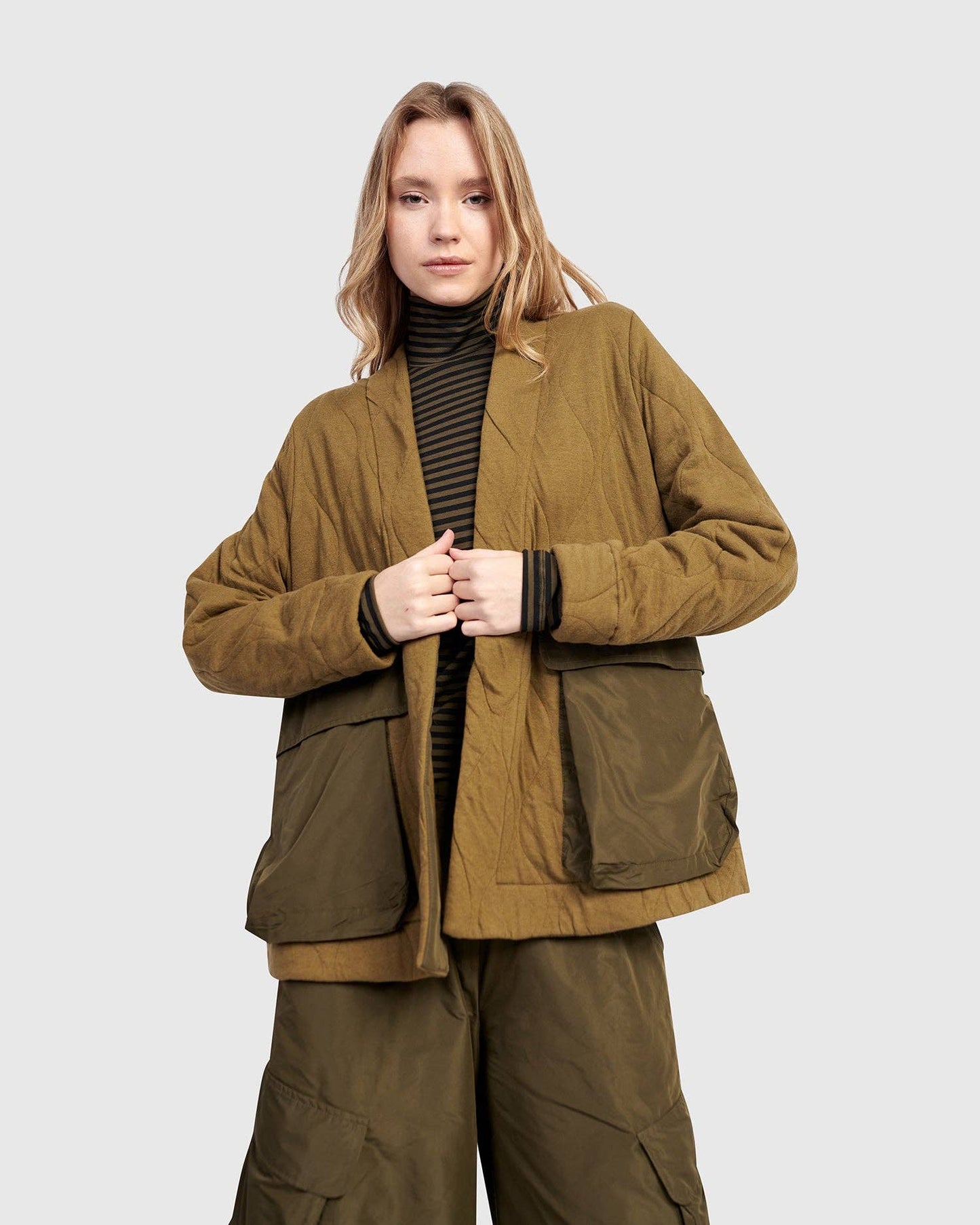 Urban Parcel Quilted Jacket, Khaki: Khaki / S (US 8-12)