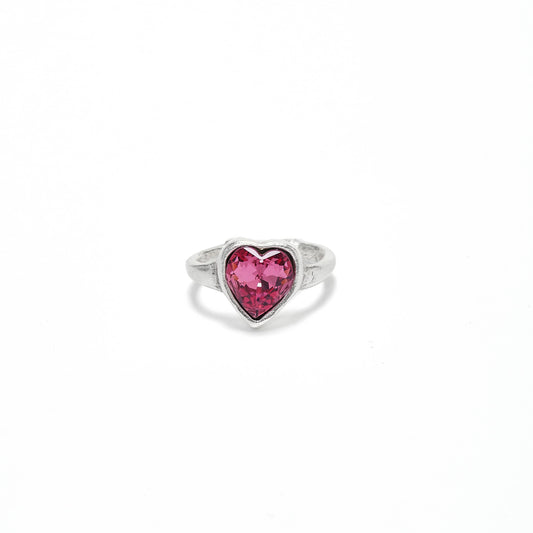 Handmade Brass Ring In Silver Plated - NR6128 PINK