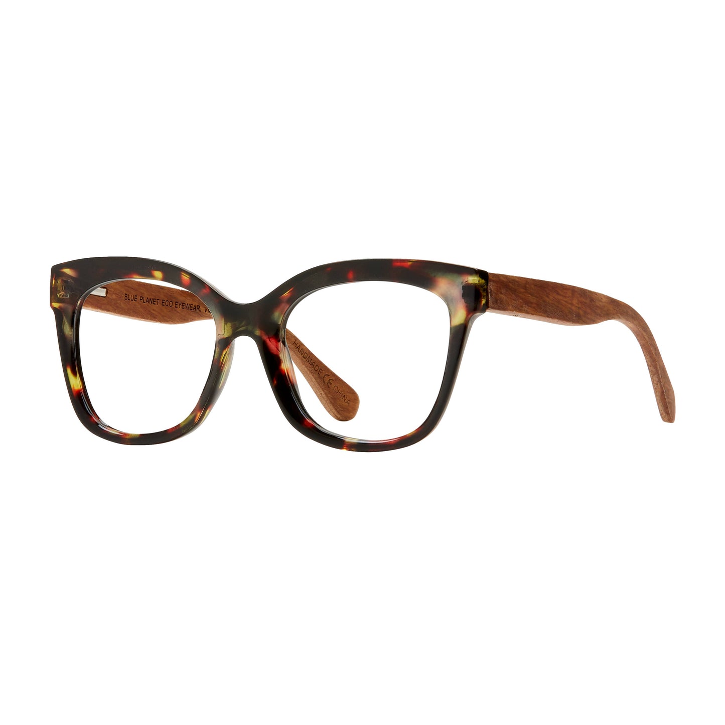 Nora- Walnut Tortoise/Walnut Wood + Blue Light Lens: 1.50