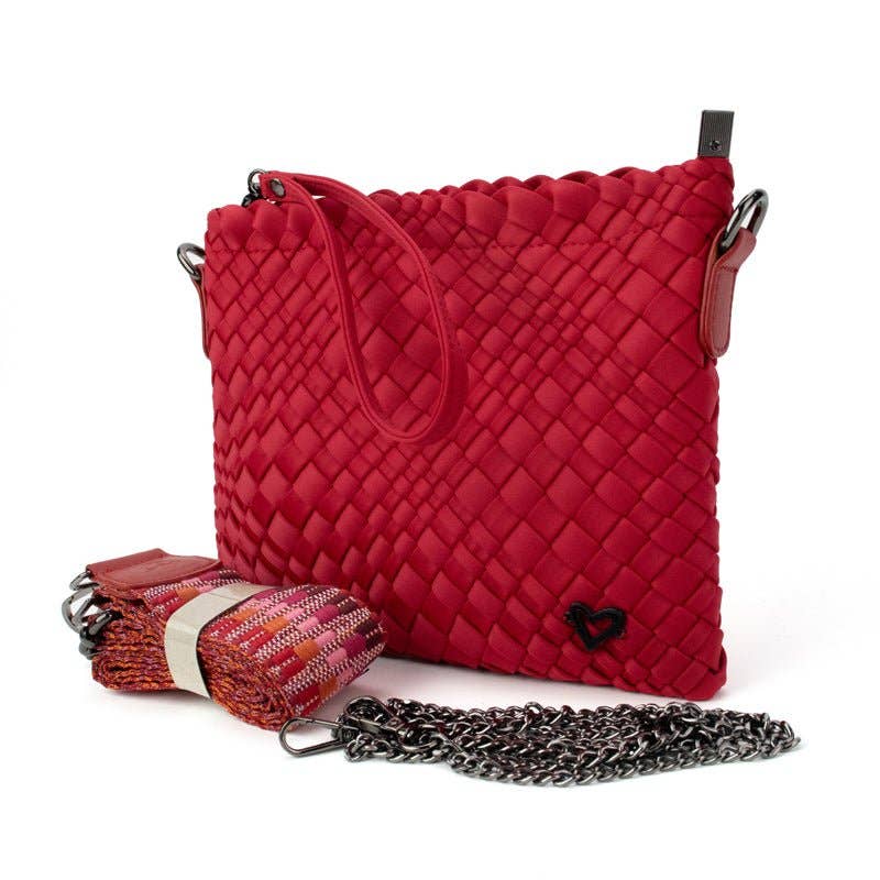 Charlotte Woven Crossbody - Cranberry Red