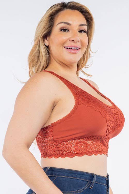 Plus Padded Lace Bralette: BLACK / 3-3 (1XL-2XL)
