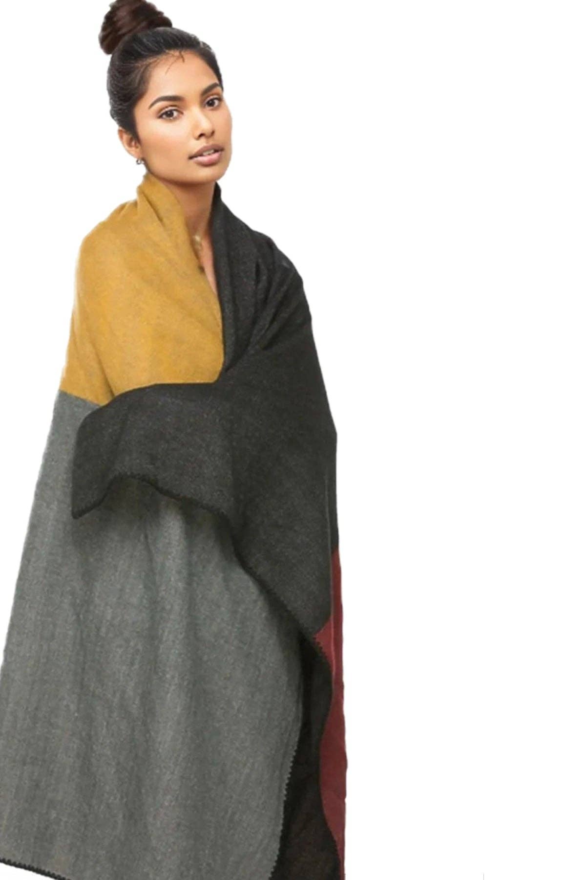 Color Blocked Blanket Scarf Wrap for Holiday Gift Giving: Autumn / One Size