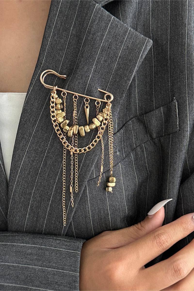 Elegant Chain Brooch for Women: GOLD / One Size