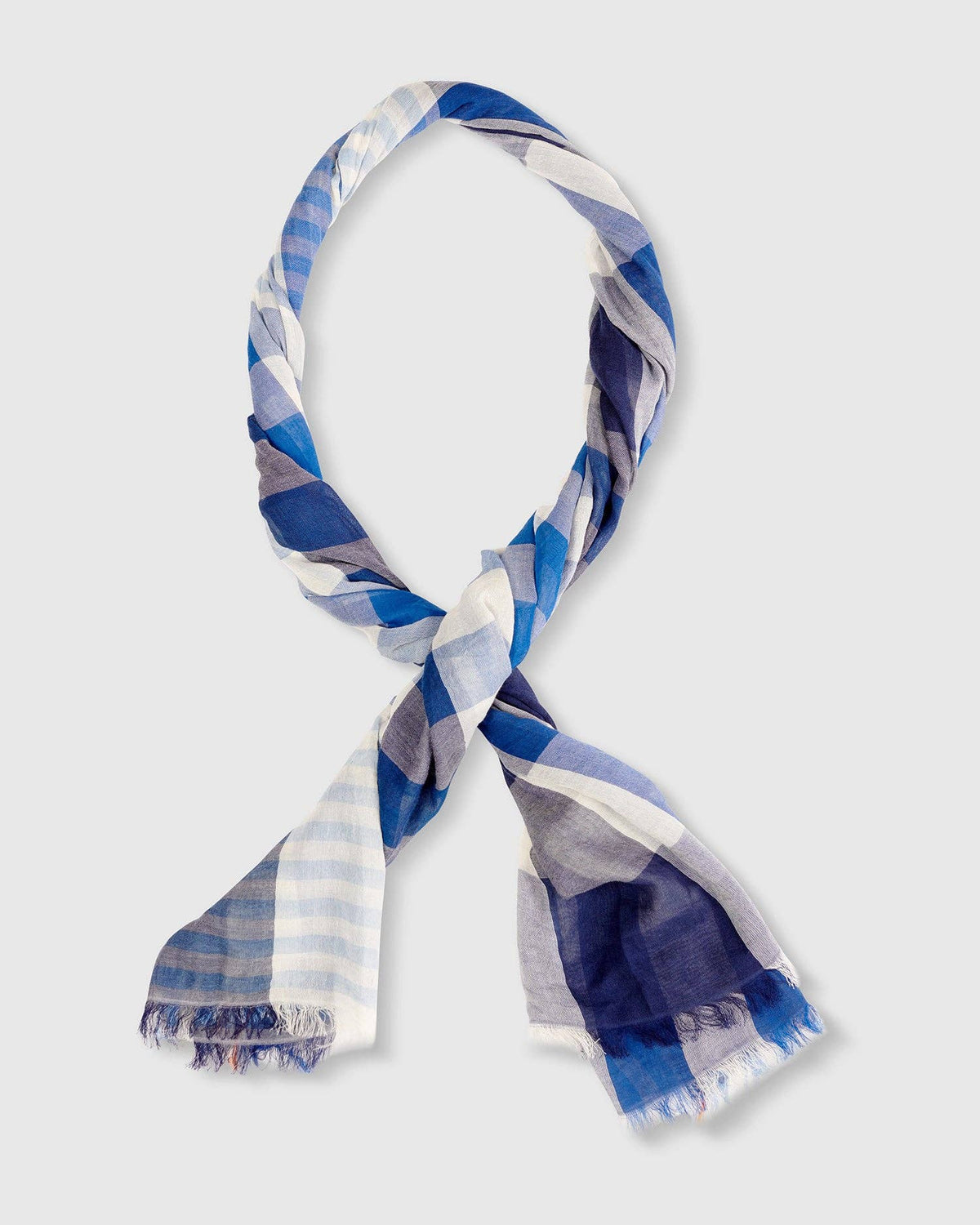Spirulina Plaid Scarf, Blue: NAVY / ONE SIZE