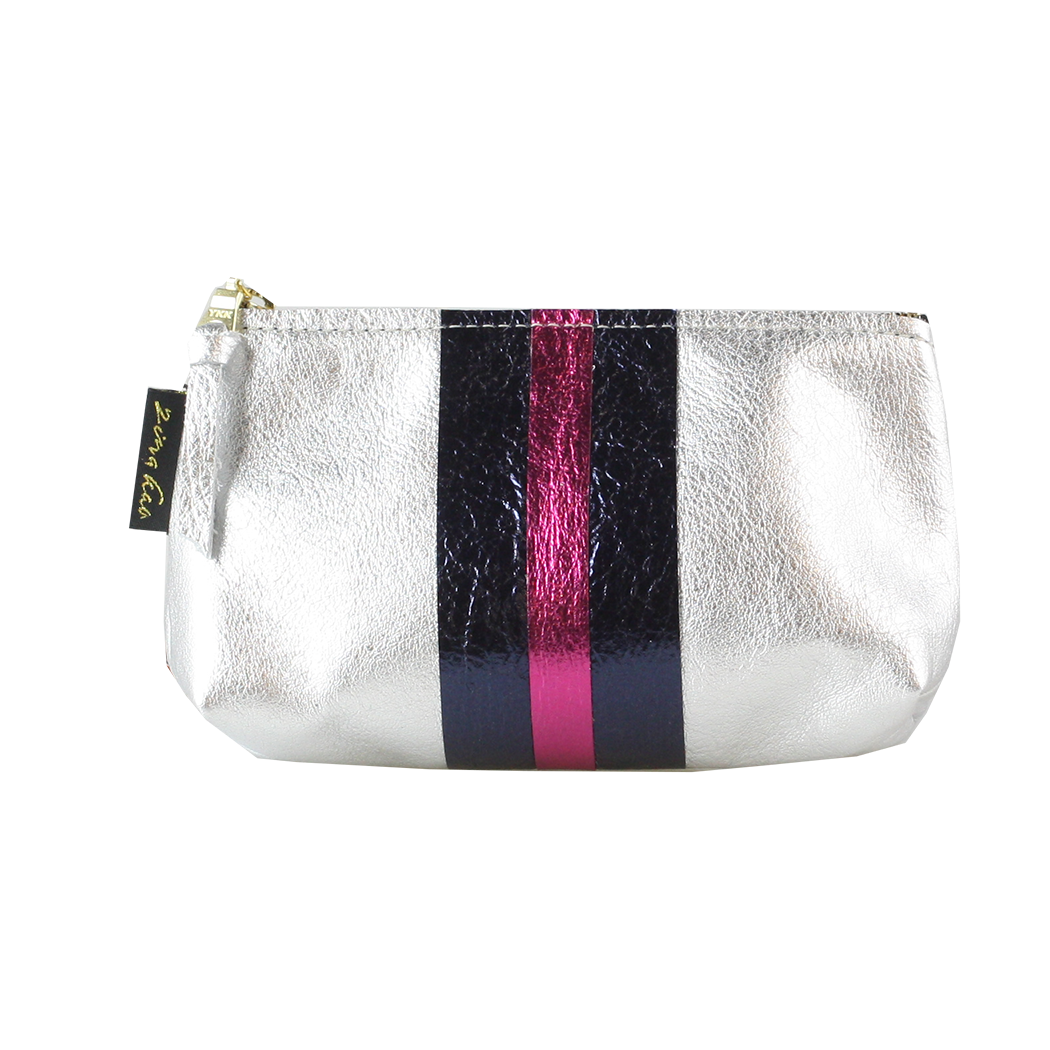 The Metallic Stripe Smaller Makeup Clutch: Bardot: Mango w/layered stripe: Platinum-Bronze