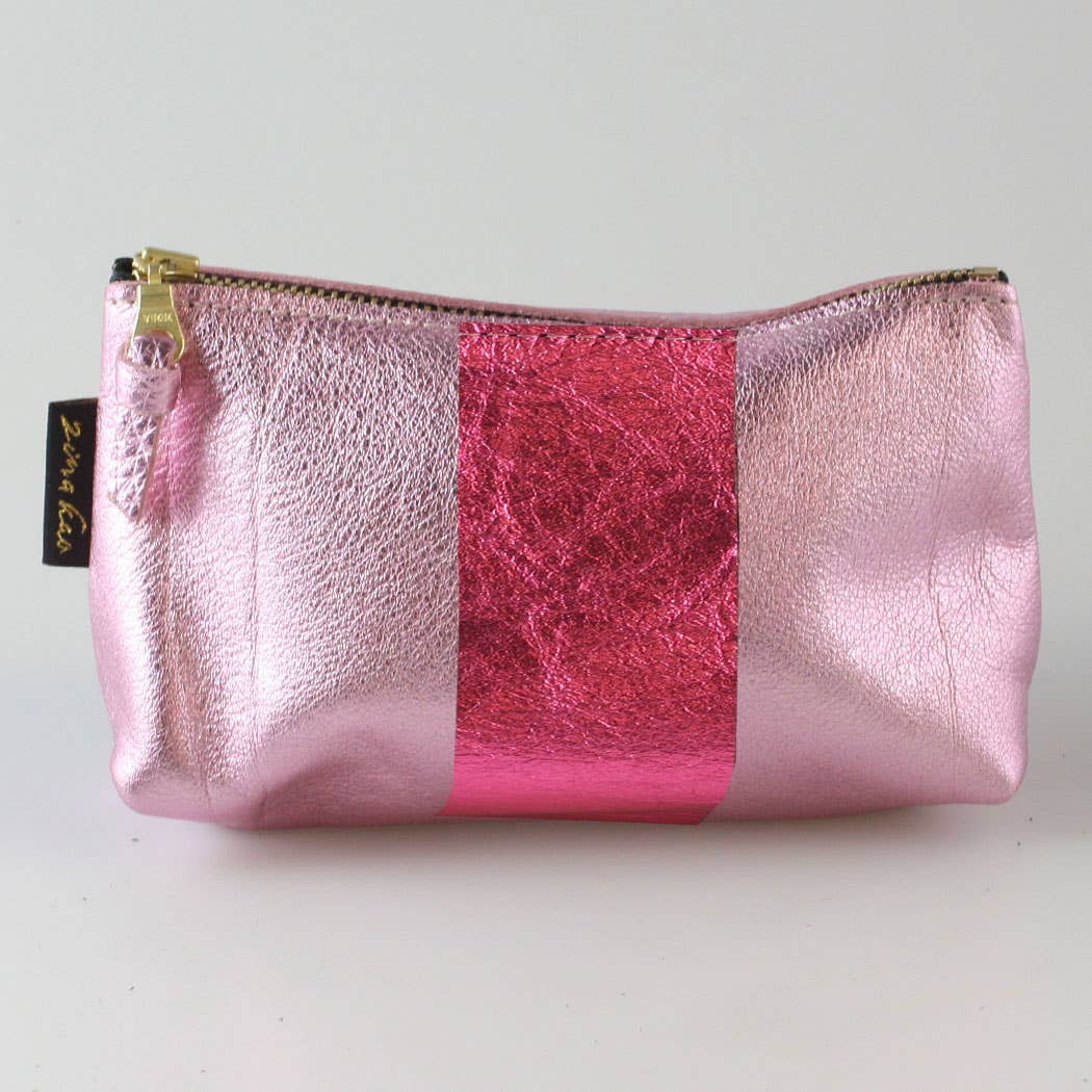 The Metallic Stripe Smaller Makeup Clutch: Bardot: Gold with 1stripe: Bronze