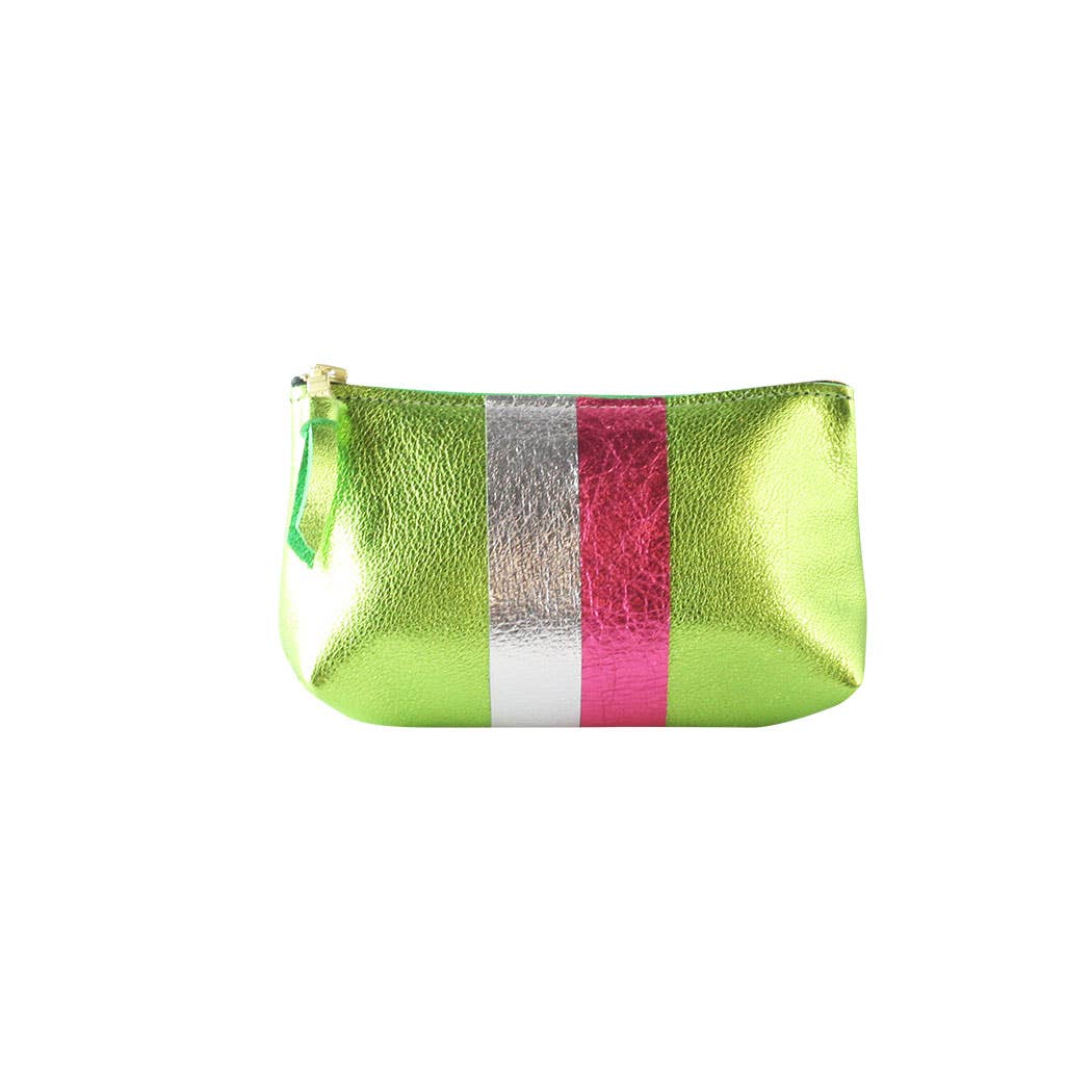 The Metallic Stripe Smaller Makeup Clutch: Bardot: Royal with 2stripes: Platinum/Gold