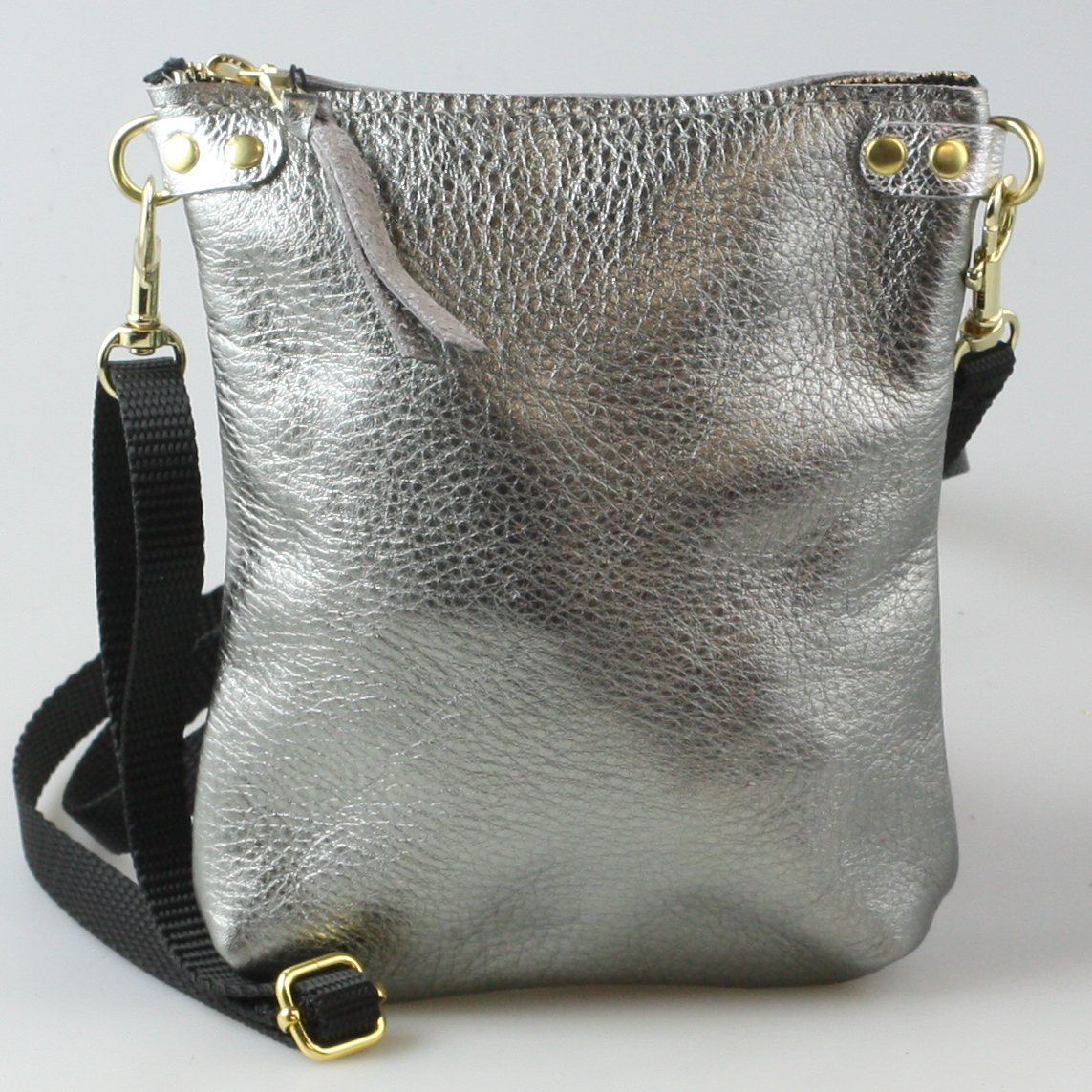 The Lisa Cellphone Crossbody Pouch : Fuschia / Black Webbing Crossbody Strap