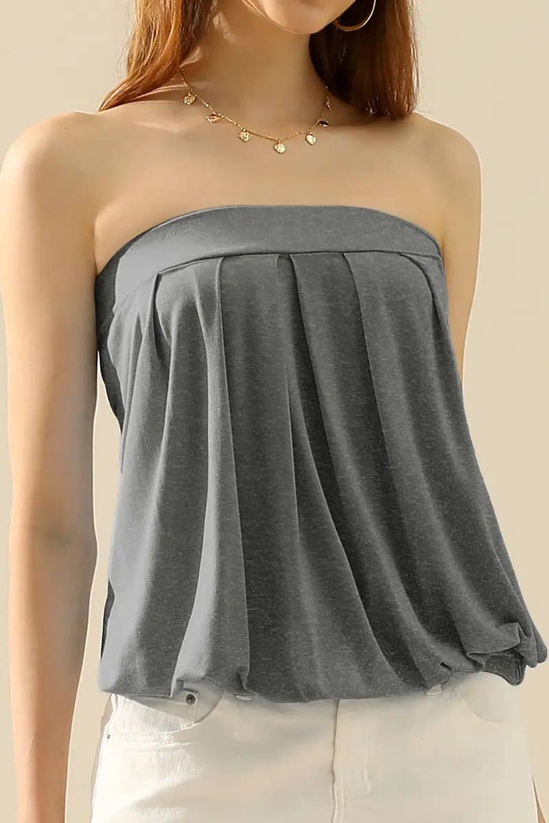 Seamless Ribbed Bandeau Top for Layering: MUSTARD / (L) 1