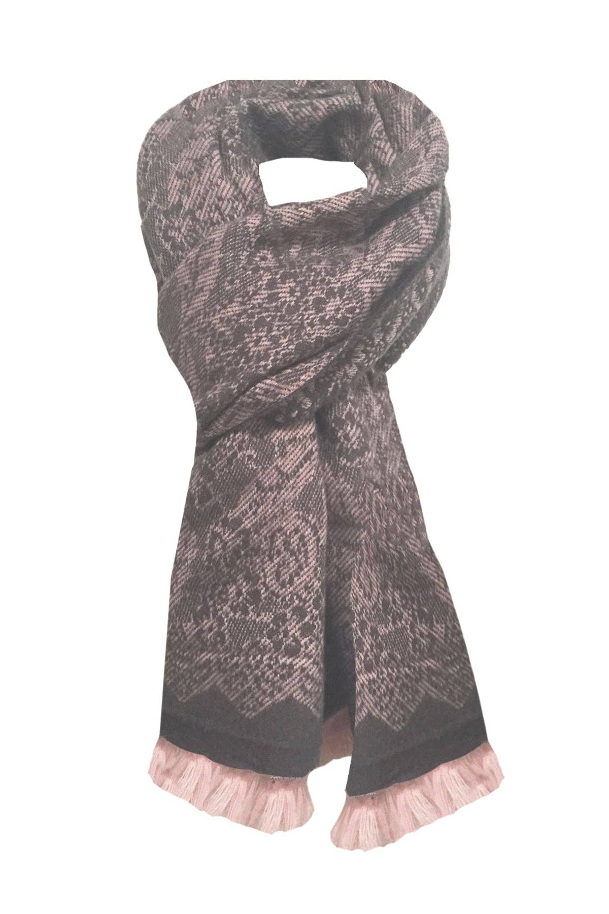 Snowflake Intarsia Blanket Wrap: Pink / One Size