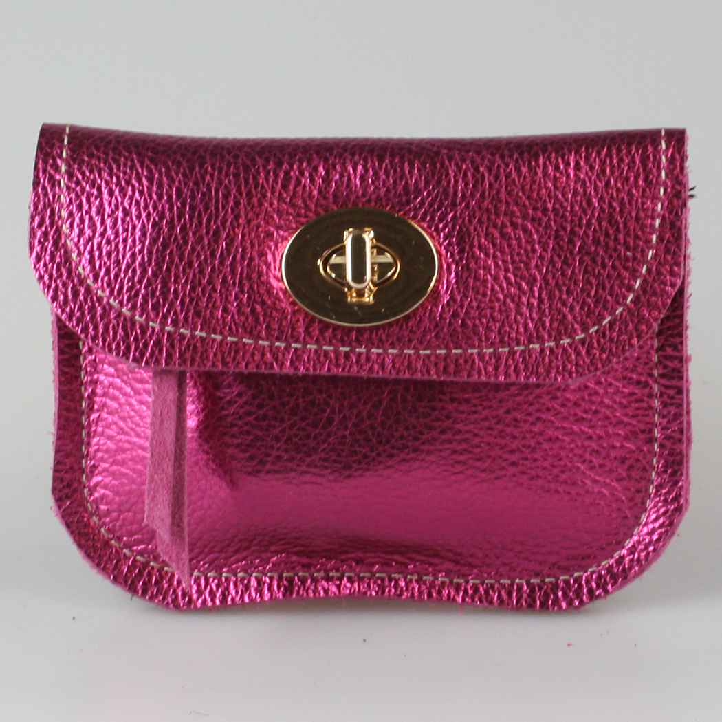 The Turnlock Metallic Leather Wallets: 3 sizes!: Silver / Hamilton: 8"x4.5"