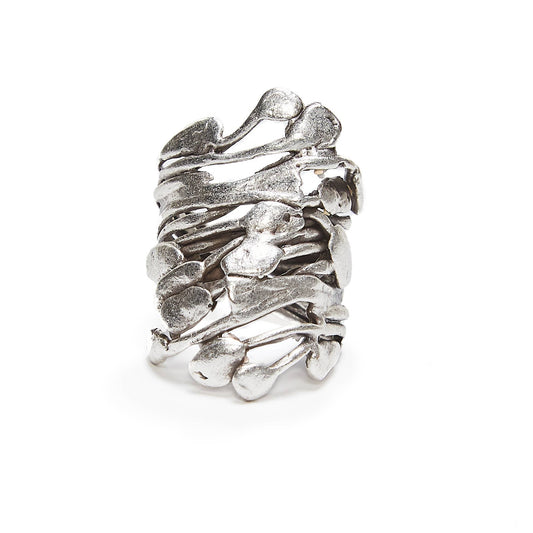 Handmade Brass Ring In Silver Plated - 6860