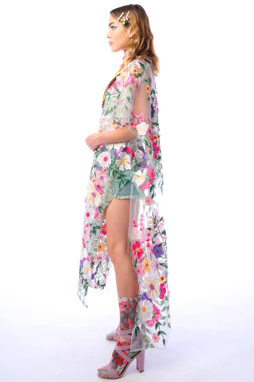 Carmelia Kimono | Floral Mesh Kimono | Women’s Kimono: Floral Mesh / One size