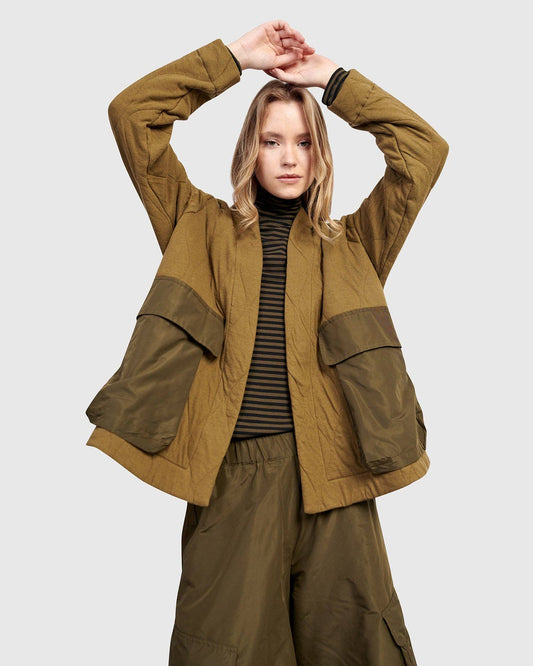 Urban Parcel Quilted Jacket, Khaki: Khaki / S (US 8-12)