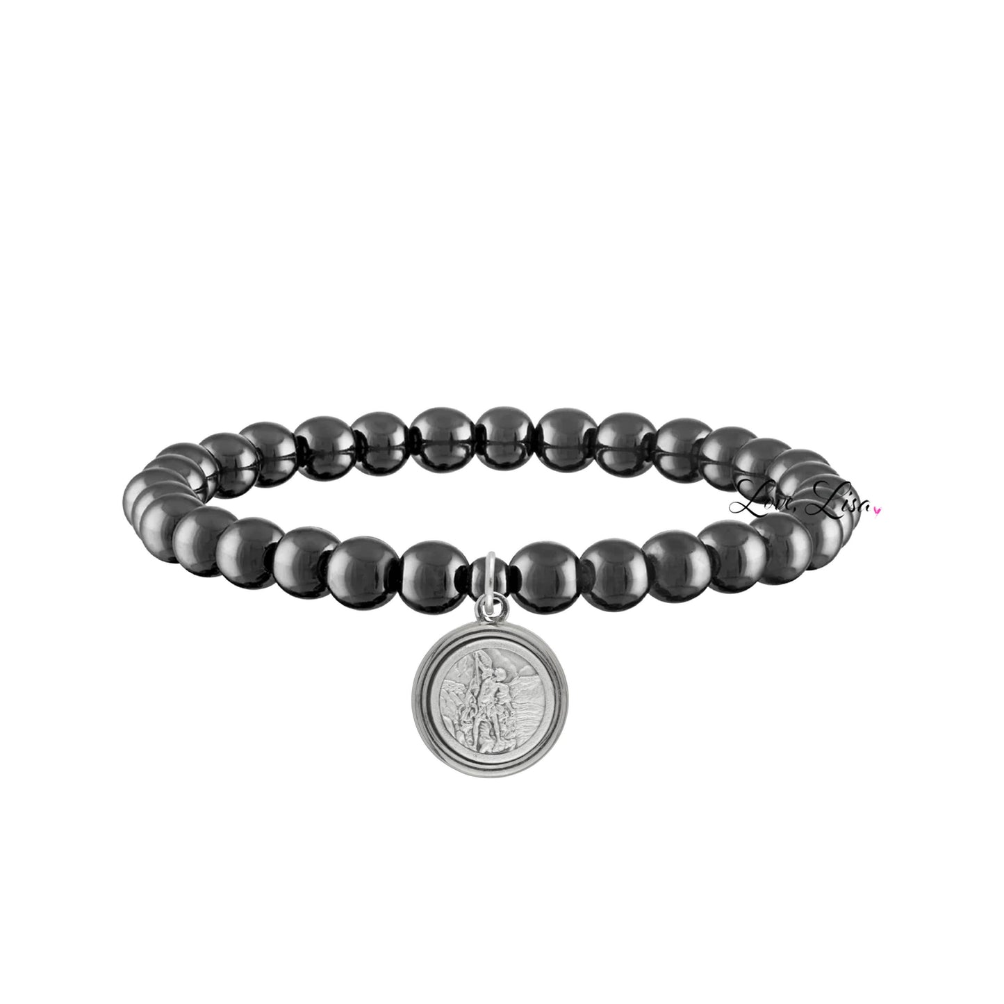 Catholic Medal Saint Stretch Bracelets  & Prayer Cards: Silver / St. Christopher