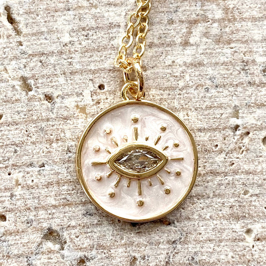 Eye enamel necklace boutique salon spa jewelry trendy gift: 19”