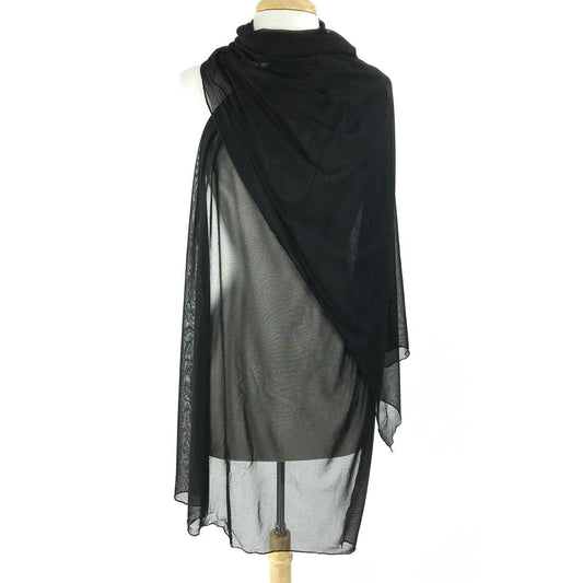 MAXIMA Long & Wide Sheer Shawl Stole Wrap Black - Elana Kattan