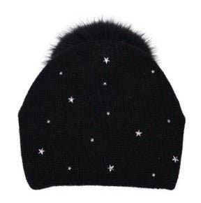 Chloe Stars & Studs Winter Hat: White Real