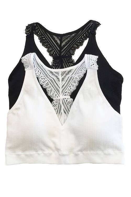 Lace Racerback Bralette: CHARCOAL / 3-3 (S/M-M/L)