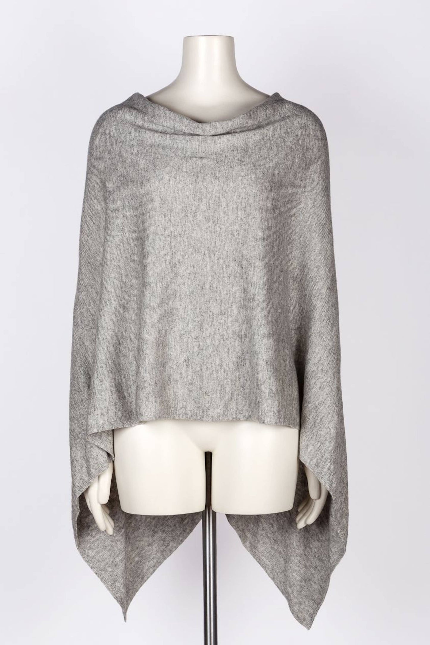 Cashmere Poncho Silver Grey