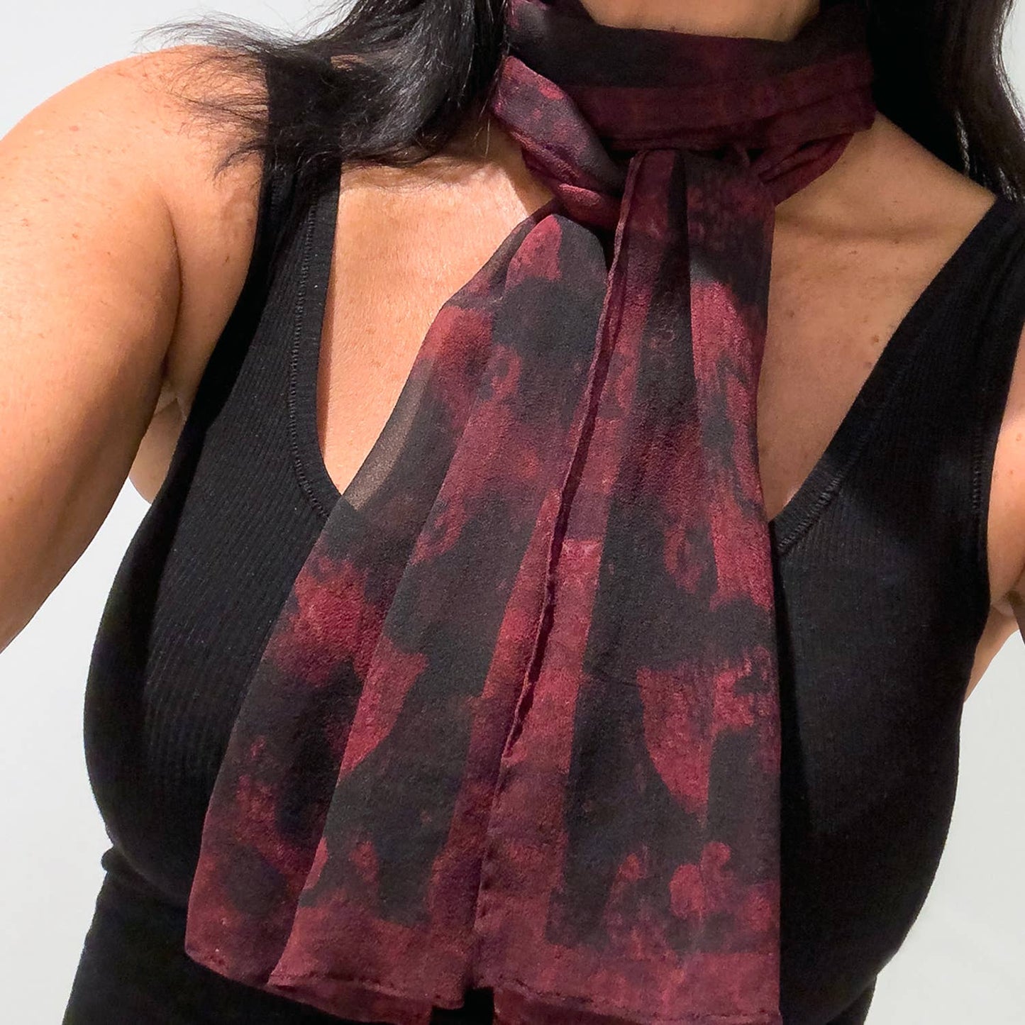 Babs Red Coral Print Silk Georgette Scarf