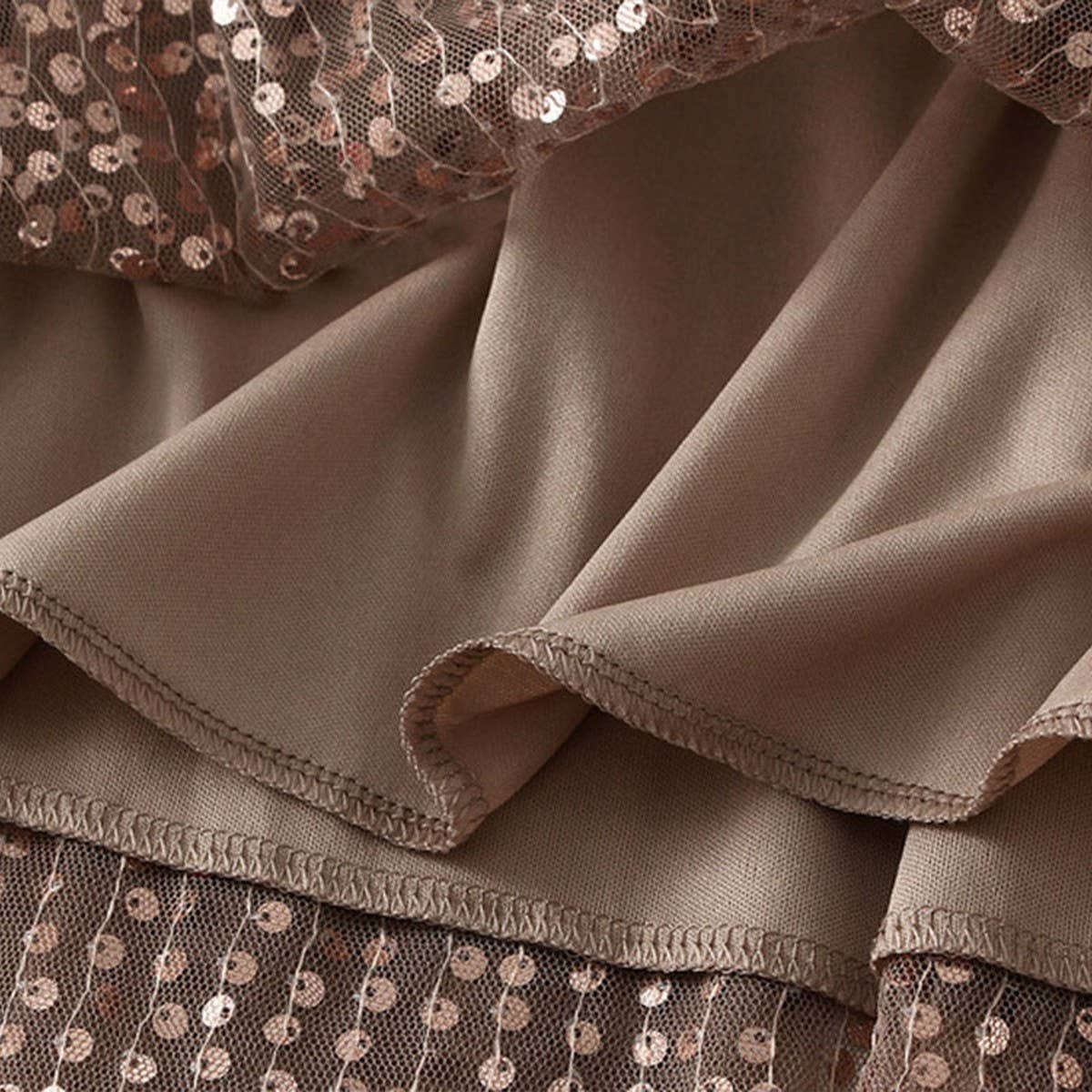 Sequin Tulle A-Line Maxi Skirt with Flowing Drape_CWBMS0377: Gray / (OS) 1