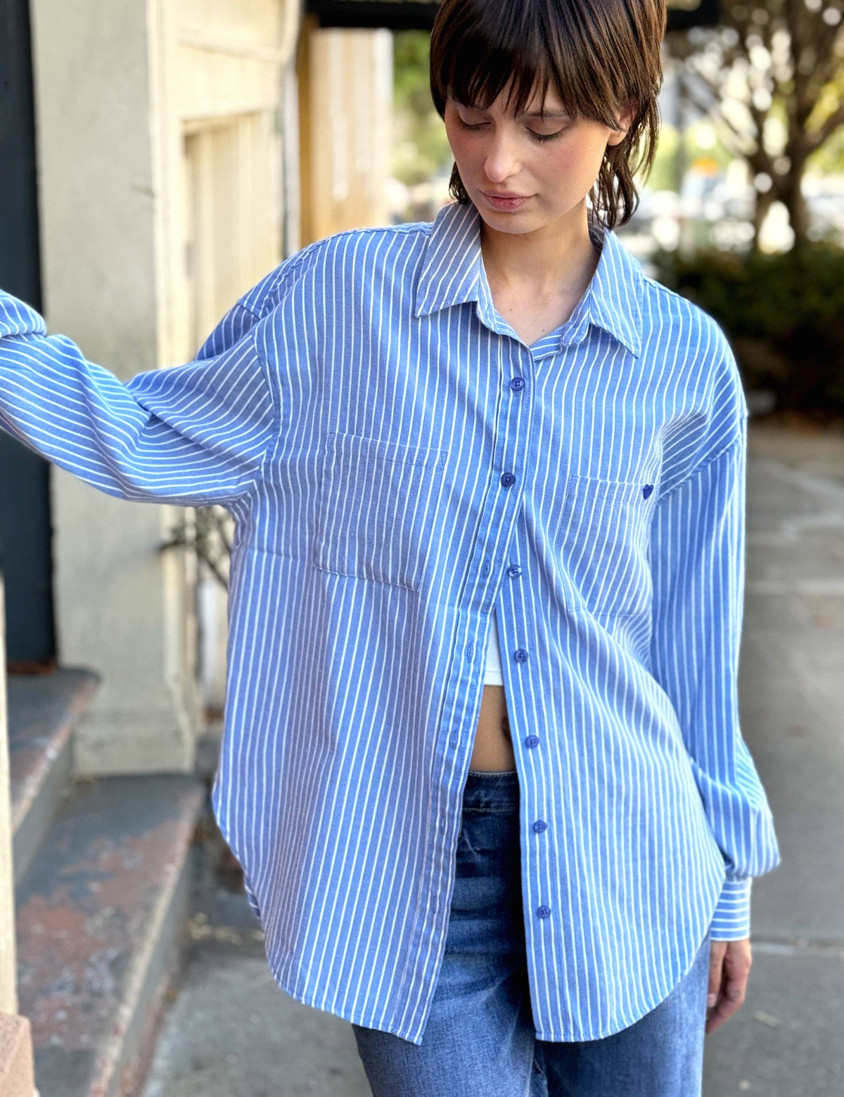 I Love It Shirt: Blu Cabana Stripes / S
