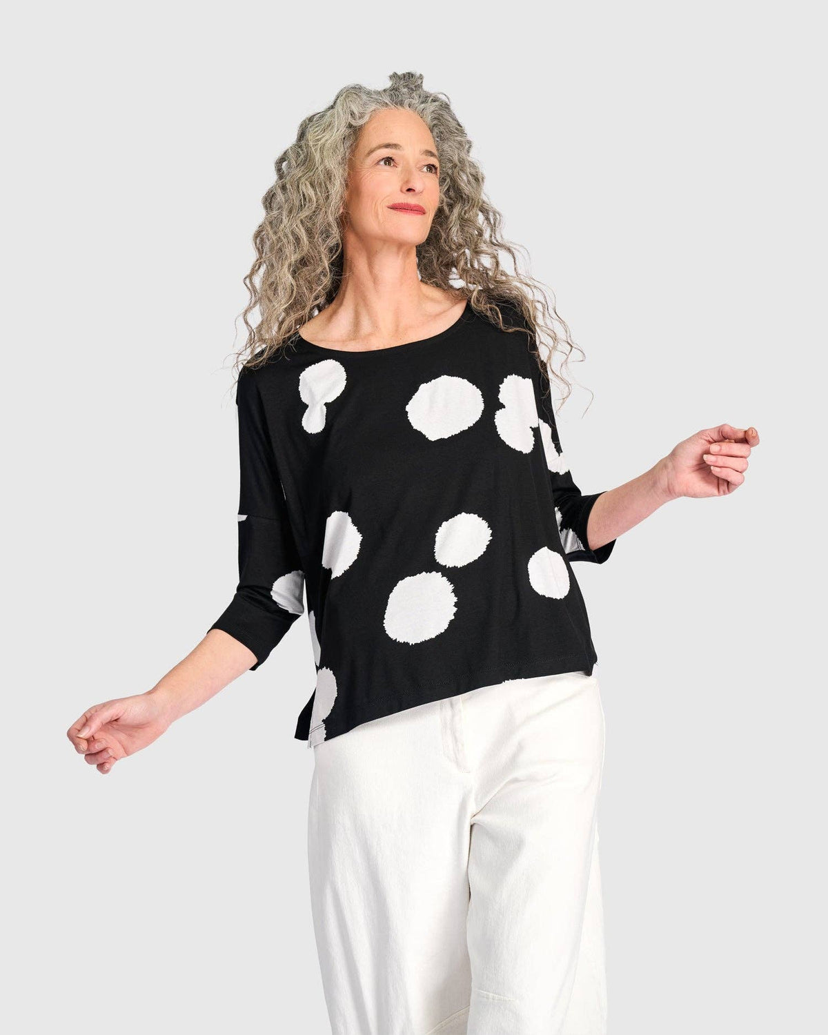 Full Moon Boxy Tee, Black/White: Circles / 3 (US 10-12)