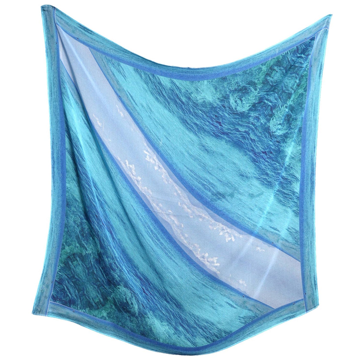 Silk 26 Inch Square Scarf - Ocean And Sky - Blues and Teal