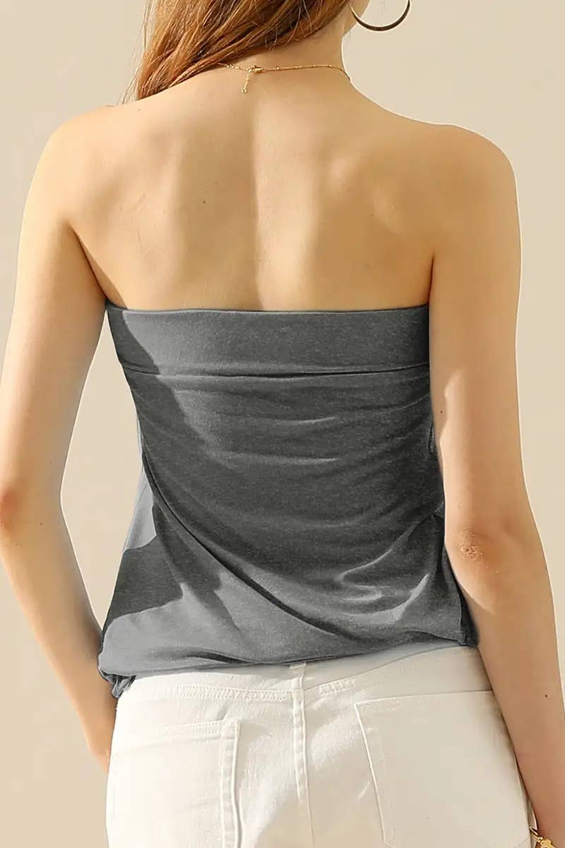 Seamless Ribbed Bandeau Top for Layering: MUSTARD / (L) 1