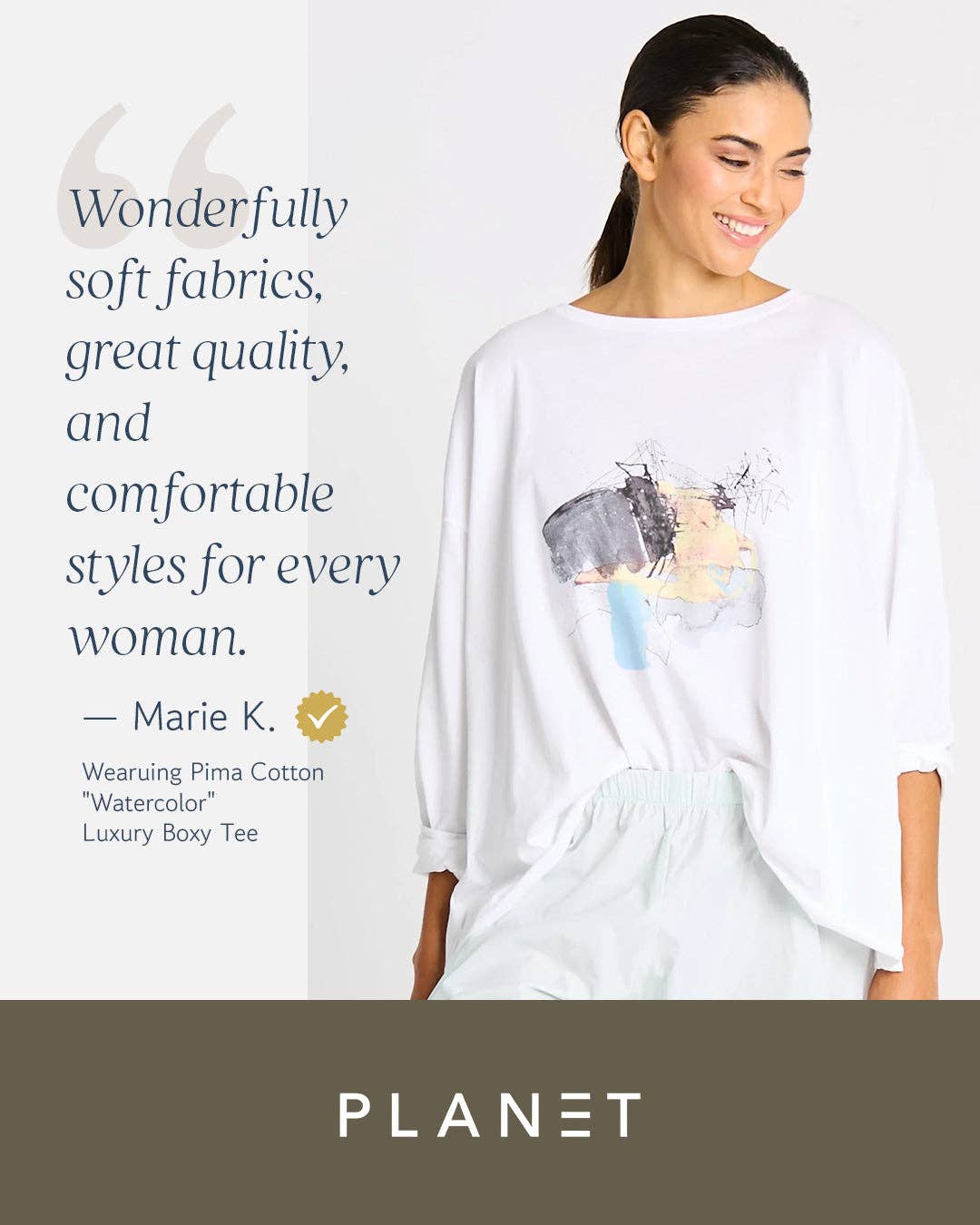 Pima Cotton "Watercolor" Luxury Boxy Tee - As Shown